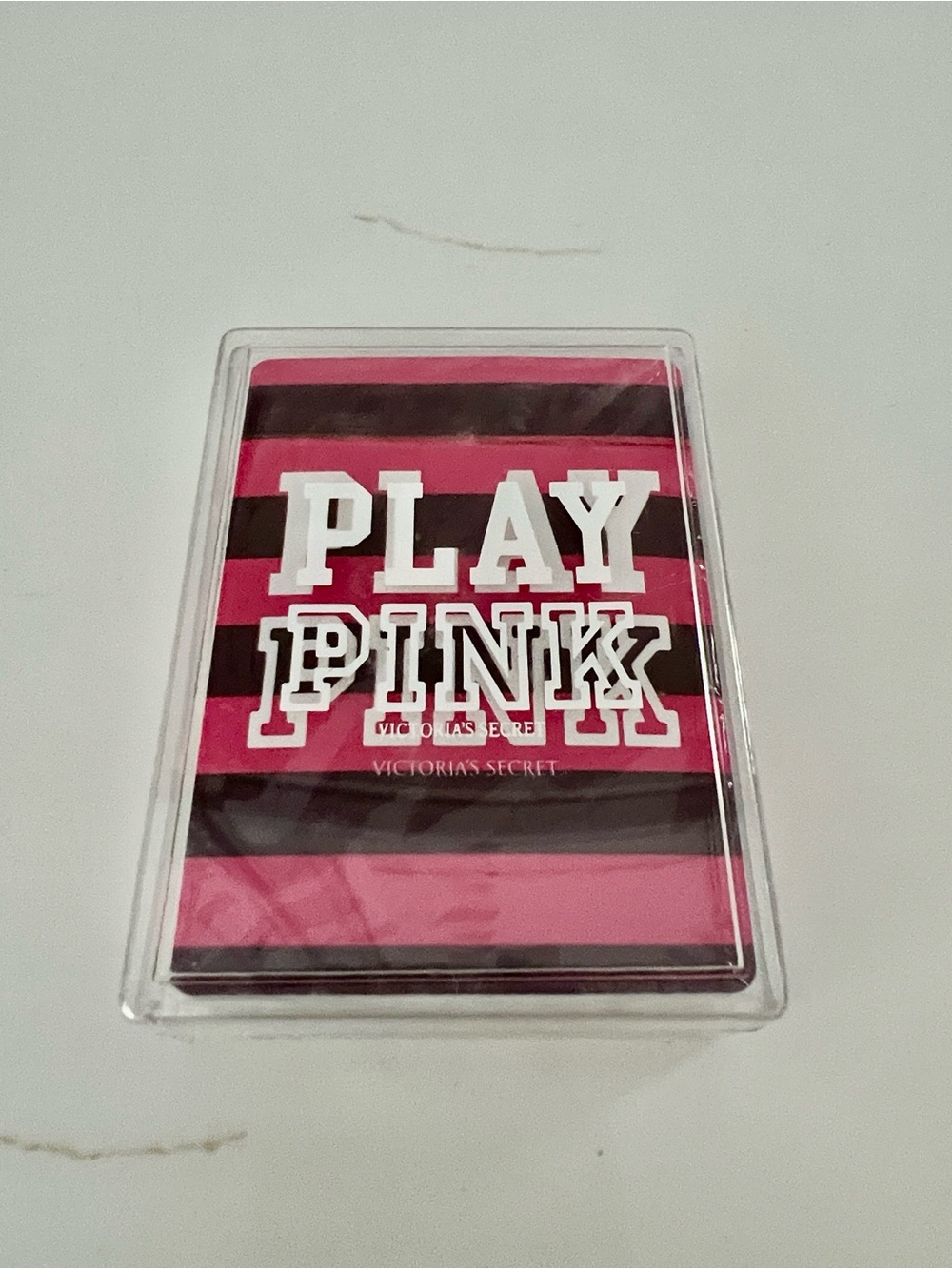 NWT Victoria's Secret PINK Pink & Burgundy Striped 'PLAY PINK' Playing Cards